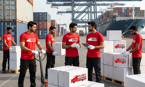 International cargo containers in Dubai