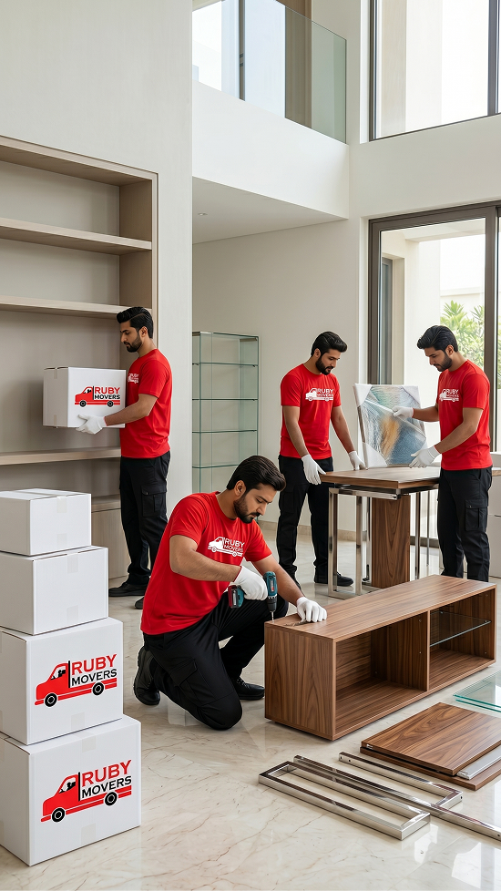 Ruby Cargo Movers crew loading a truck in Dubai